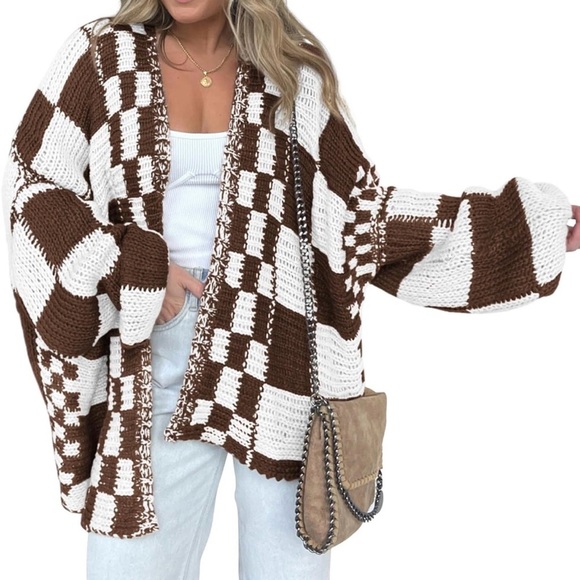 None Sweaters - 🆕Long Sleeve Open Front Chunky Knit Cardigan